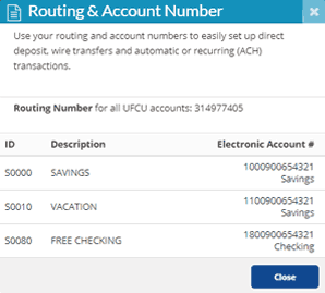 Screen grab showing a list of member account numbers