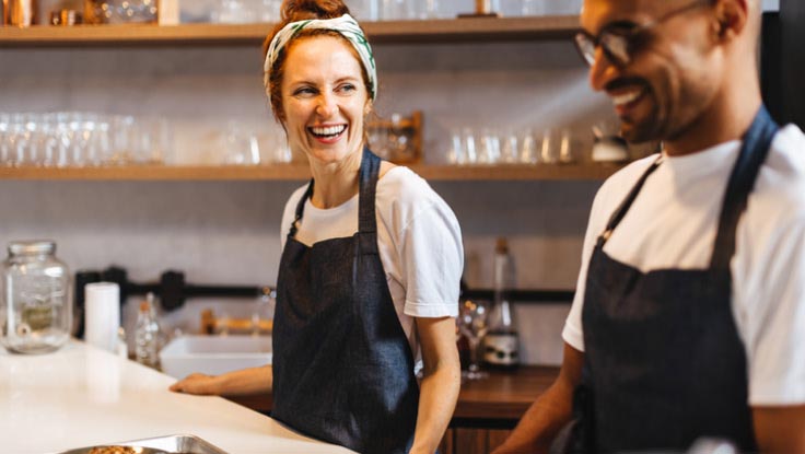 Workers at a cafe