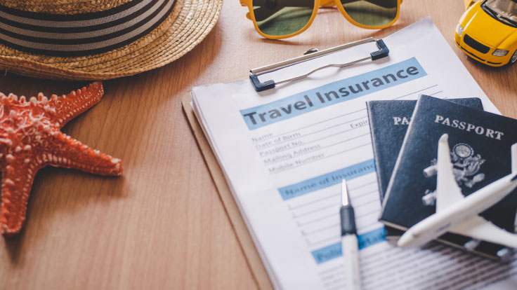 A partially complete travel insurance request form.